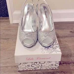 Silver sparkle sling backs